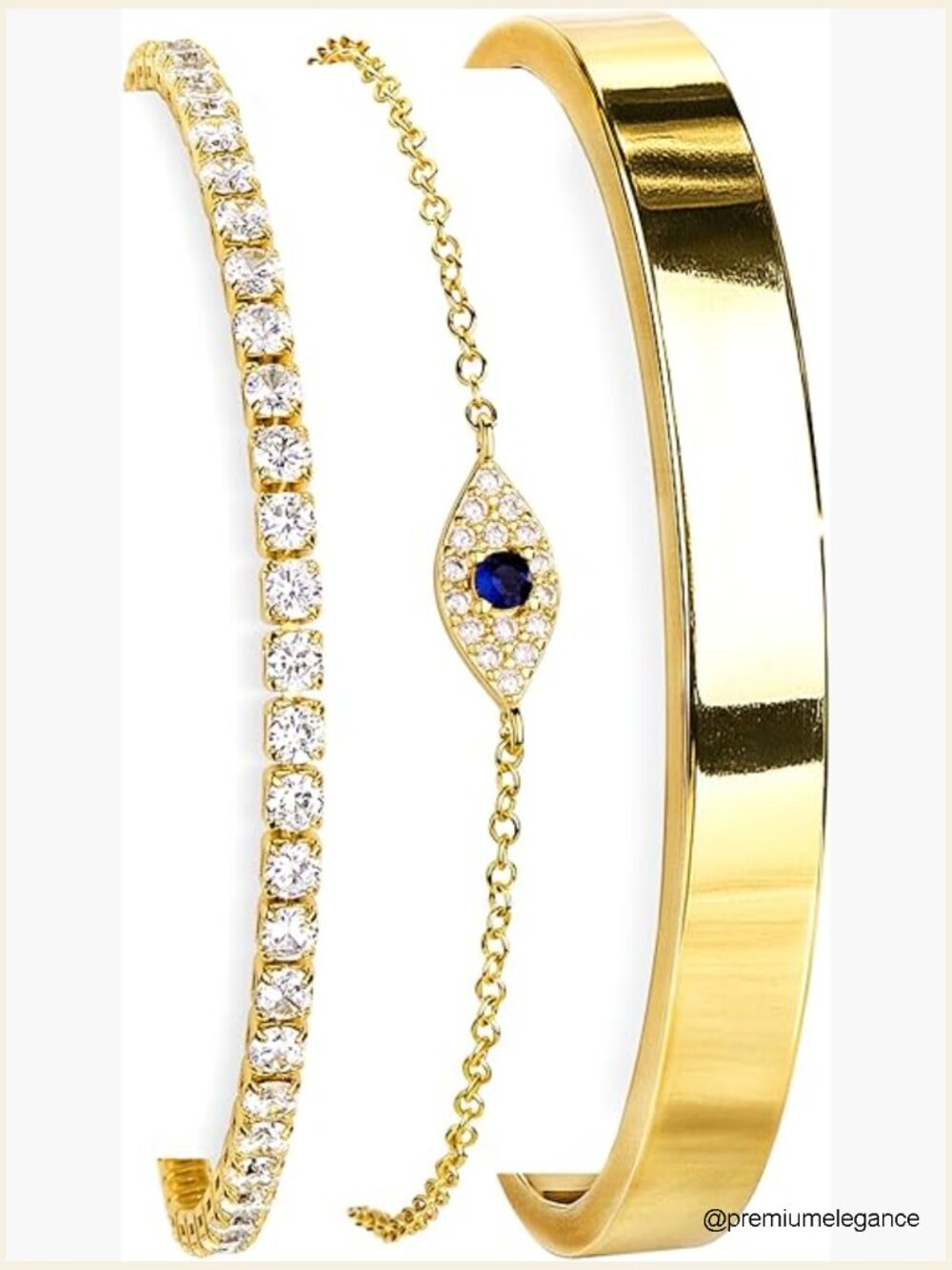 14K Gold Plated Bangle Bracelet Set, Adjustable Stackable Cuffs, Hypoallergenic